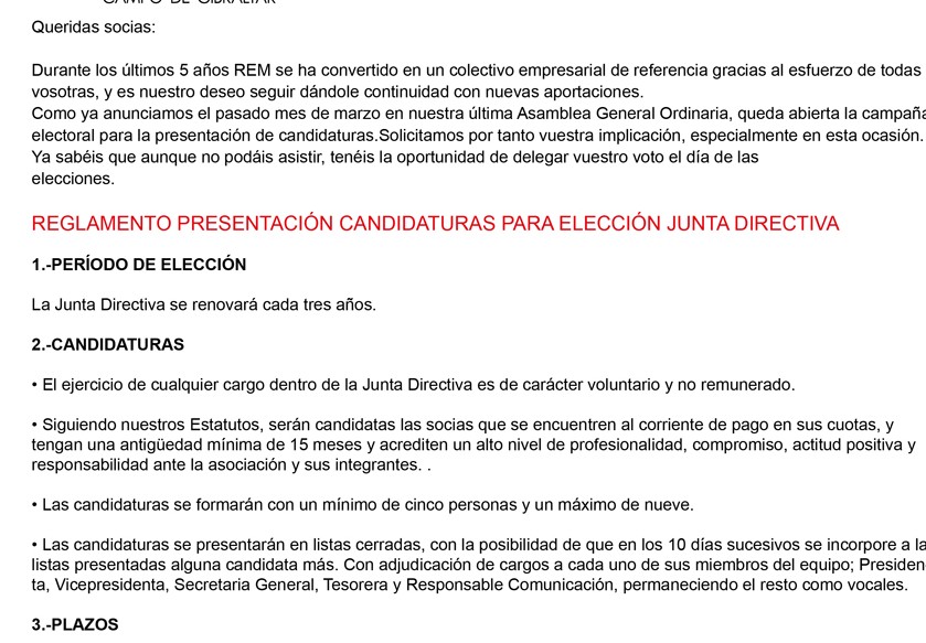 elecciones junta REM 2014
